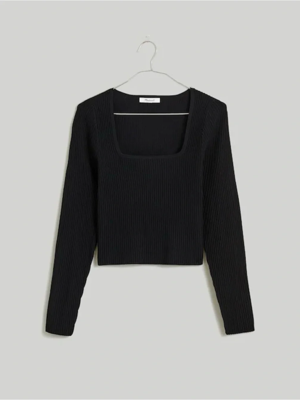 Madewell Ottoman Pullover Crop Black Ribbed Sweater Long Sleeve Medium - Picture 12 of 13